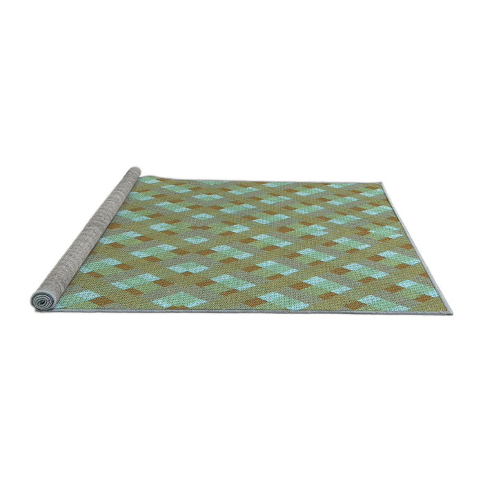 Sideview of Machine Washable Transitional Light Green Rug, wshpat2128lblu