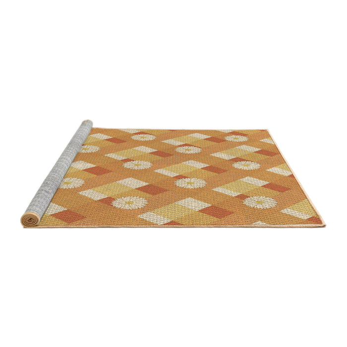 Sideview of Machine Washable Transitional Yellow Orange Rug, wshpat2129brn