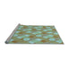 Sideview of Machine Washable Transitional Blue Green Rug, wshpat2129lblu