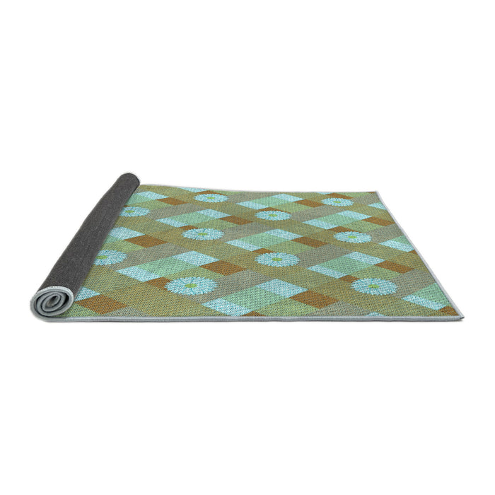 Thickness of Patterned Blue Green Rug, pat2129lblu