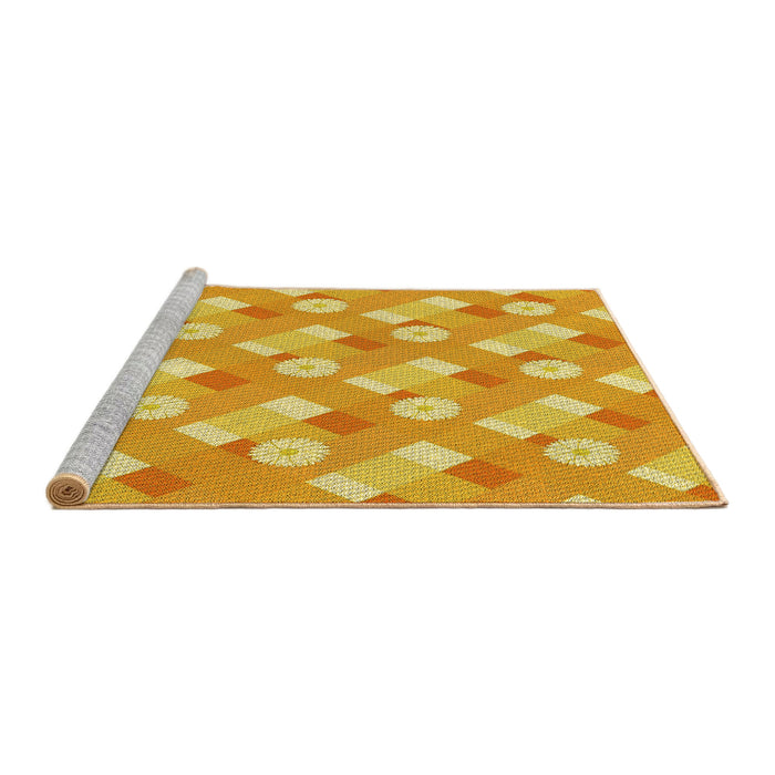 Sideview of Machine Washable Transitional Neon Orange Rug, wshpat2129yw
