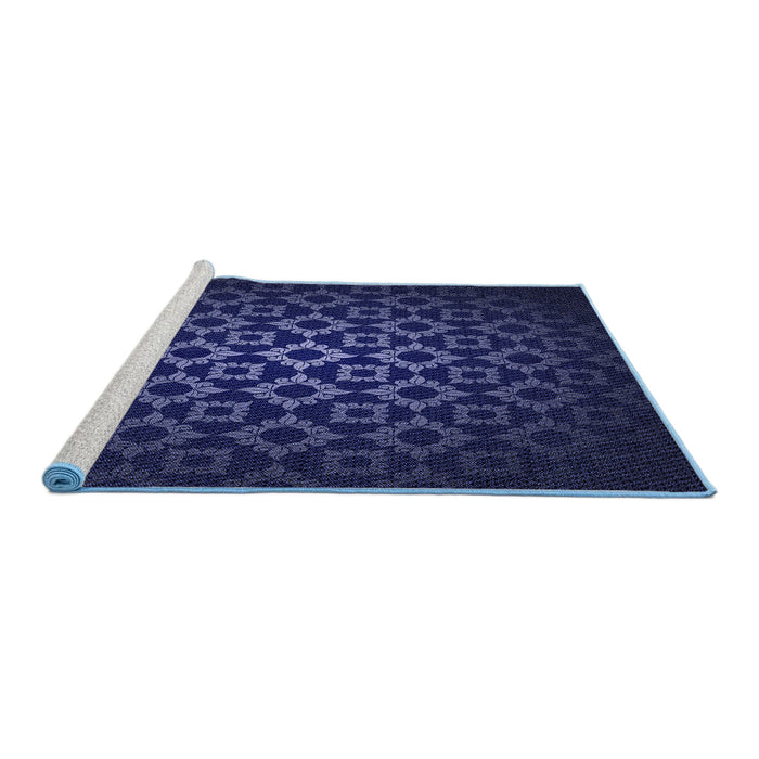 Sideview of Machine Washable Transitional Deep Periwinkle Purple Rug, wshpat213blu