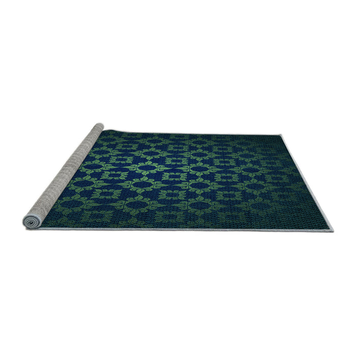Sideview of Machine Washable Transitional Teal Green Rug, wshpat213lblu