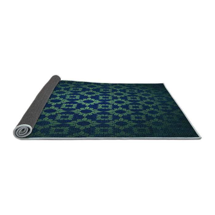 Thickness of Patterned Teal Green Rug, pat213lblu