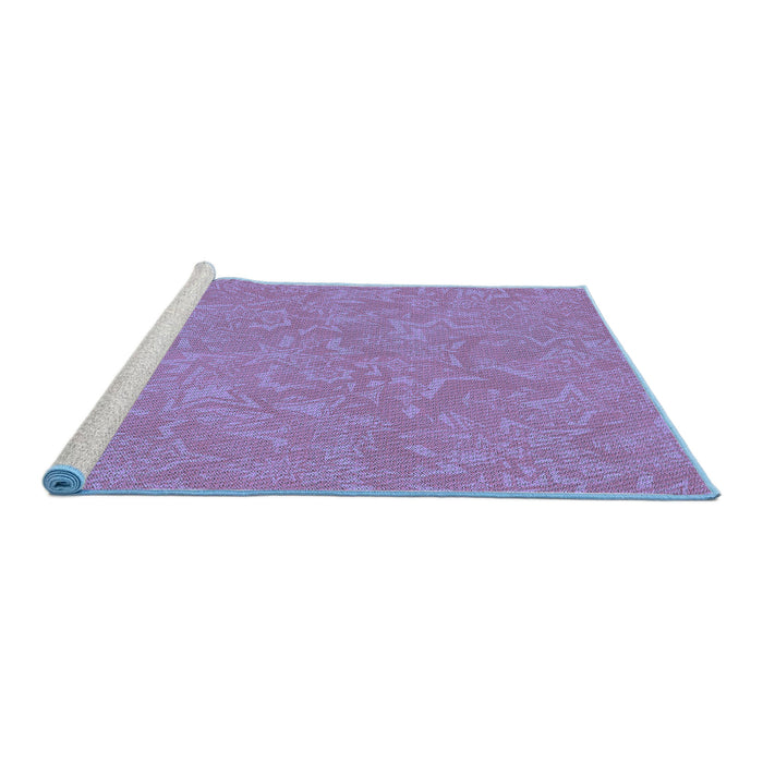 Sideview of Machine Washable Transitional Purple Mimosa Purple Rug, wshpat2130blu