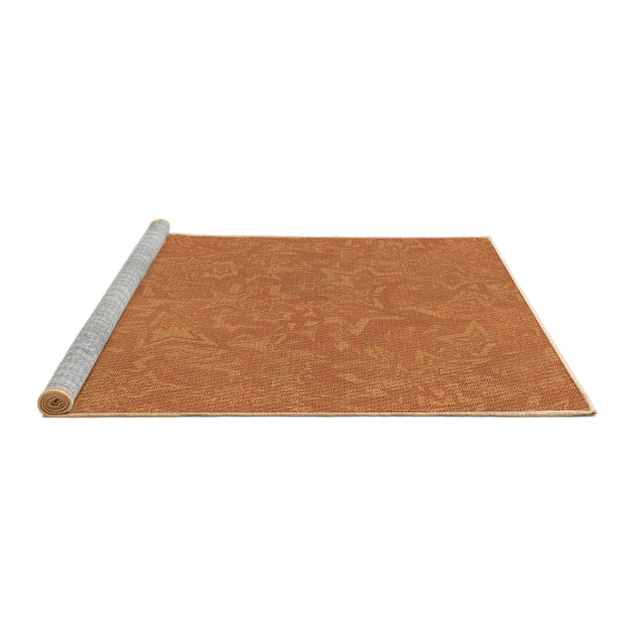 Sideview of Machine Washable Transitional Orange Red Orange Rug, wshpat2130brn
