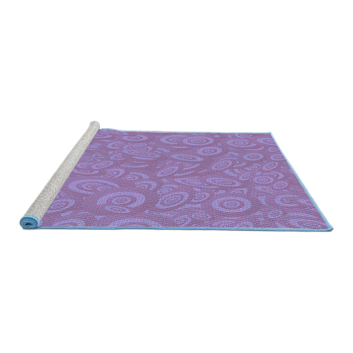 Sideview of Machine Washable Transitional Purple Mimosa Purple Rug, wshpat2131blu