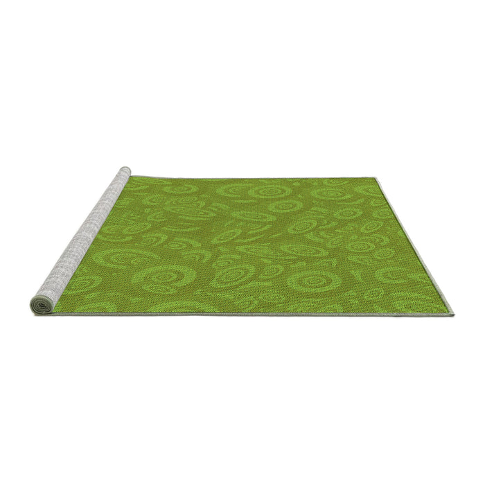 Sideview of Machine Washable Transitional Green Rug, wshpat2131grn