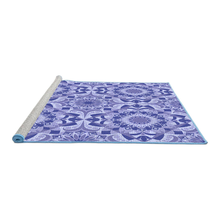 Sideview of Machine Washable Transitional Royal Blue Rug, wshpat2132blu