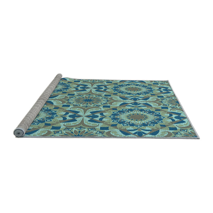 Sideview of Machine Washable Transitional Tiffany Blue Rug, wshpat2132lblu