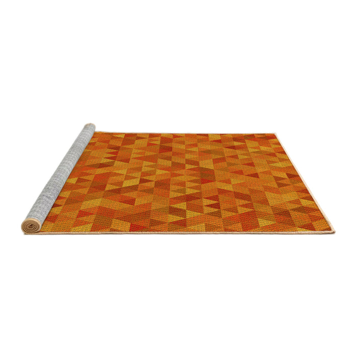 Sideview of Machine Washable Transitional Neon Orange Rug, wshpat2134yw