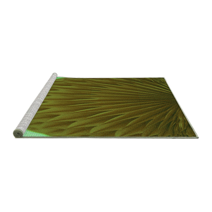Sideview of Machine Washable Transitional Green Rug, wshpat2135grn