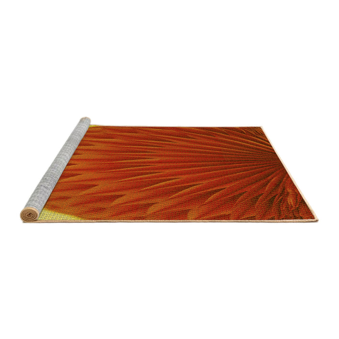 Sideview of Machine Washable Transitional Orange Rug, wshpat2135yw
