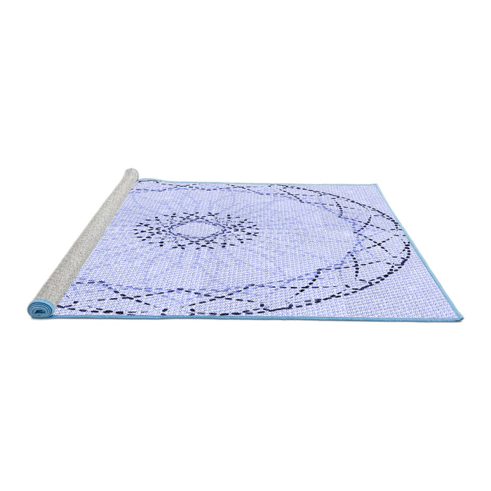 Sideview of Machine Washable Transitional Lavender Blue Rug, wshpat2136blu