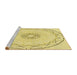 Sideview of Machine Washable Transitional Sun Yellow Rug, wshpat2136yw