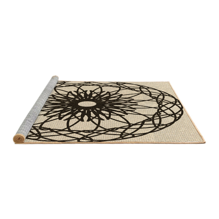 Sideview of Machine Washable Transitional Vanilla Gold Rug, wshpat2137brn