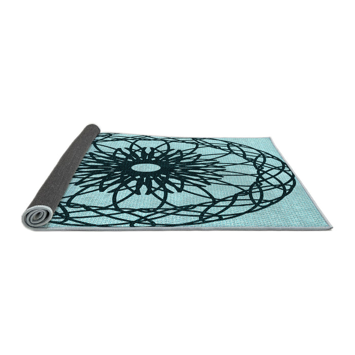 Thickness of Patterned Medium Teal Green Rug, pat2137lblu