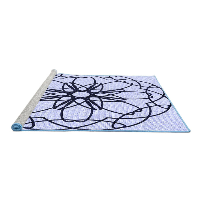 Sideview of Machine Washable Transitional Lavender Blue Rug, wshpat2138blu