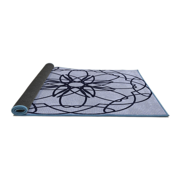 Thickness of Patterned Lavender Blue Rug, pat2138blu