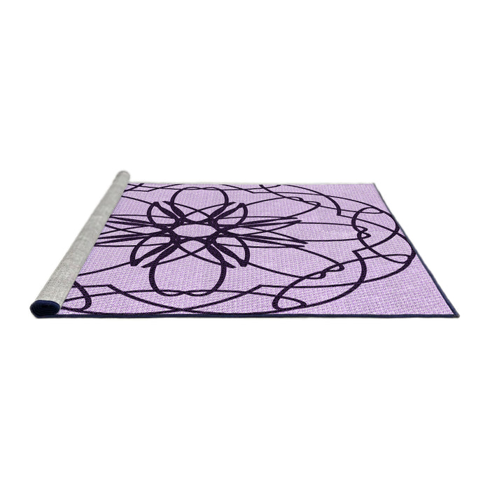 Sideview of Machine Washable Transitional Orchid Purple Rug, wshpat2138pur