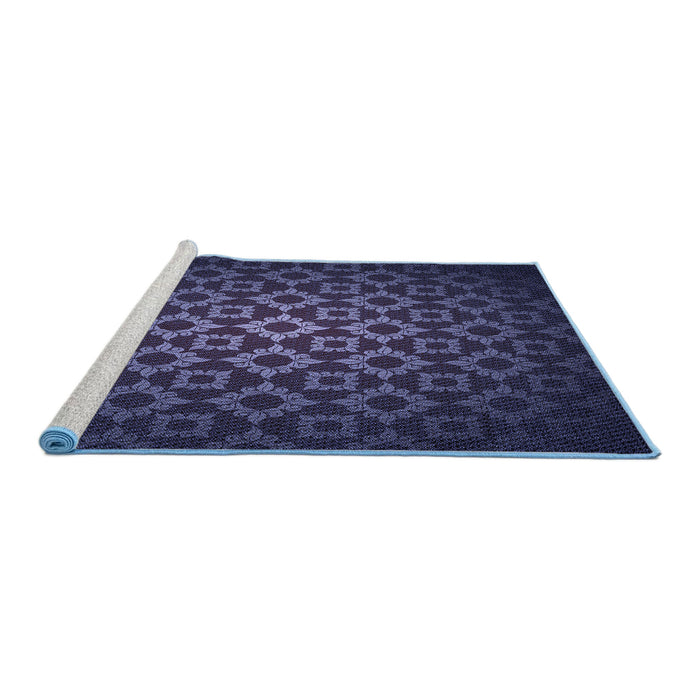 Sideview of Machine Washable Transitional Deep Periwinkle Purple Rug, wshpat214blu