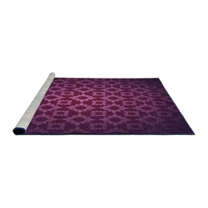 Sideview of Machine Washable Transitional Purple Lily Purple Rug, wshpat214pur