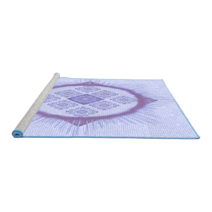 Sideview of Machine Washable Transitional Blue Rug, wshpat2140blu