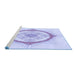 Sideview of Machine Washable Transitional Blue Rug, wshpat2140blu