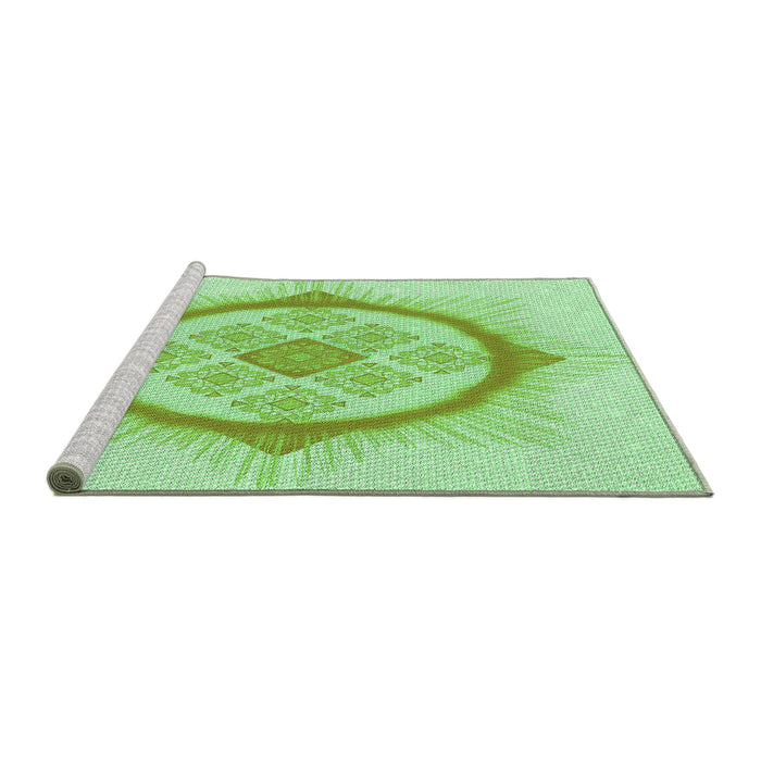 Sideview of Machine Washable Transitional Green Rug, wshpat2140grn