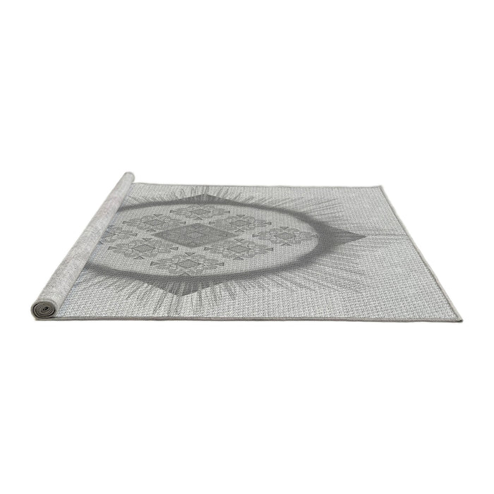 Sideview of Machine Washable Transitional Gunmetal Gray Rug, wshpat2140gry