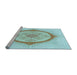 Sideview of Machine Washable Transitional Electric Blue Rug, wshpat2140lblu