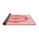 Thickness of Patterned Light Red Pink Rug, pat2140rd