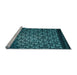 Sideview of Machine Washable Transitional Deep Teal Green Rug, wshpat2141lblu