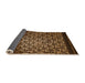 Thickness of Patterned Black Brown Rug, pat2141org