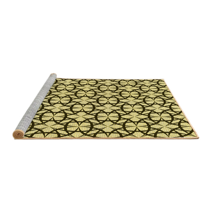 Sideview of Machine Washable Transitional Mustard Yellow Rug, wshpat2142yw