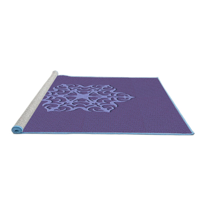 Sideview of Machine Washable Transitional Medium Slate Blue Rug, wshpat2143blu