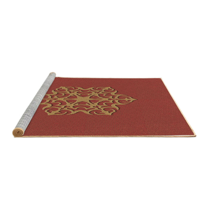 Sideview of Machine Washable Transitional Red Rug, wshpat2143brn