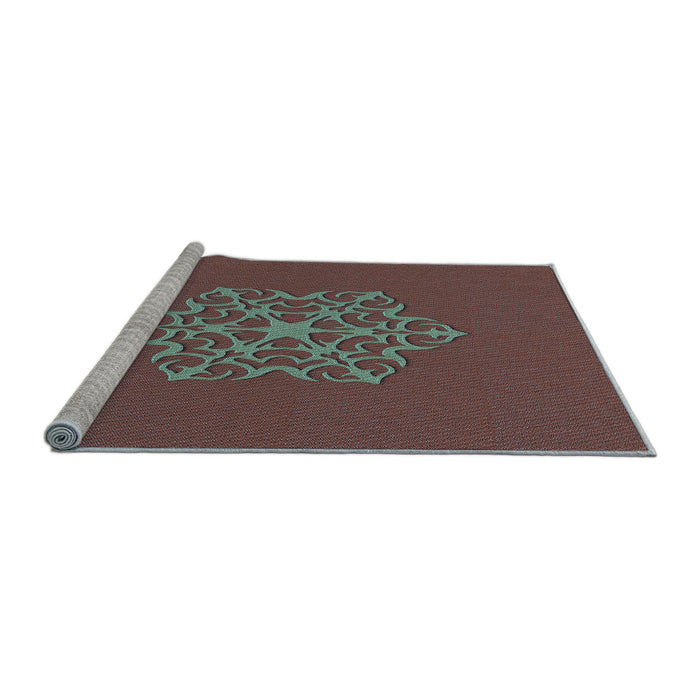 Sideview of Machine Washable Transitional Red Brown Rug, wshpat2143lblu