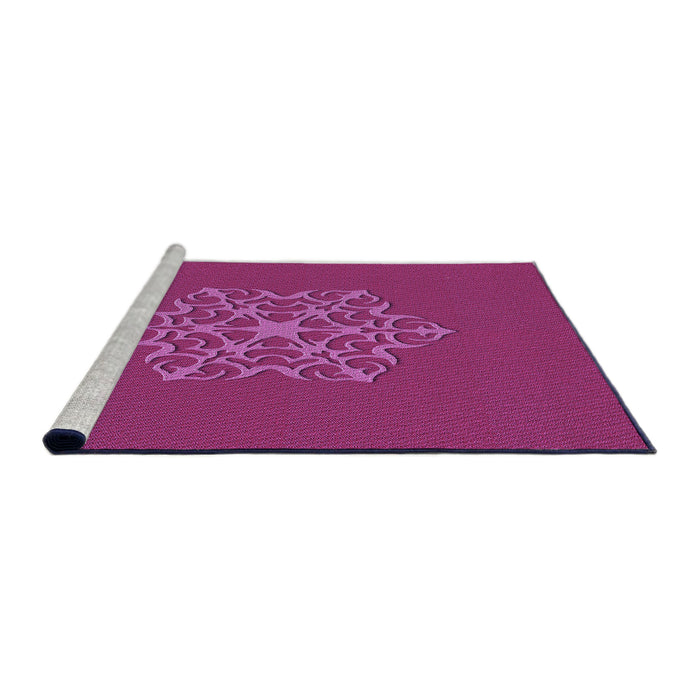 Sideview of Machine Washable Transitional Neon Pink Rug, wshpat2143pur