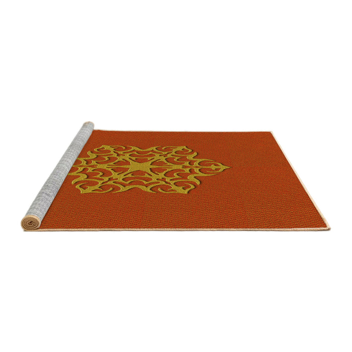 Sideview of Machine Washable Transitional Orange Red Orange Rug, wshpat2143yw