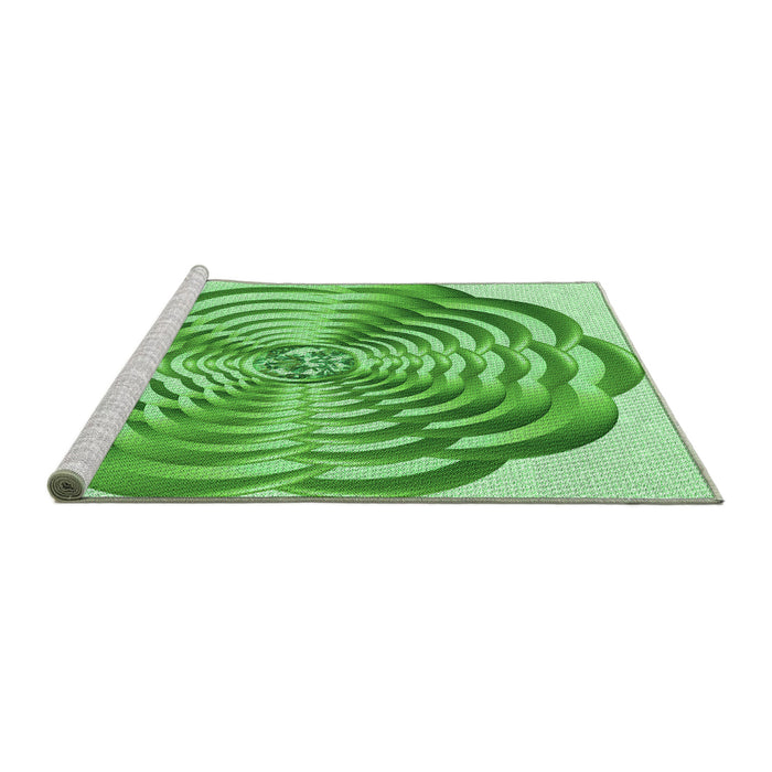 Sideview of Machine Washable Transitional Jade Green Rug, wshpat2144grn
