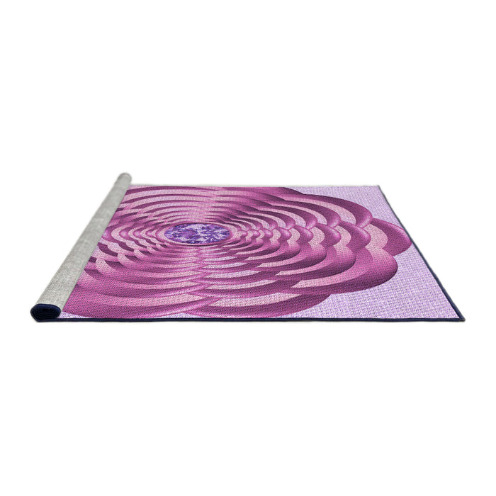 Sideview of Machine Washable Transitional Blossom Pink Rug, wshpat2144pur