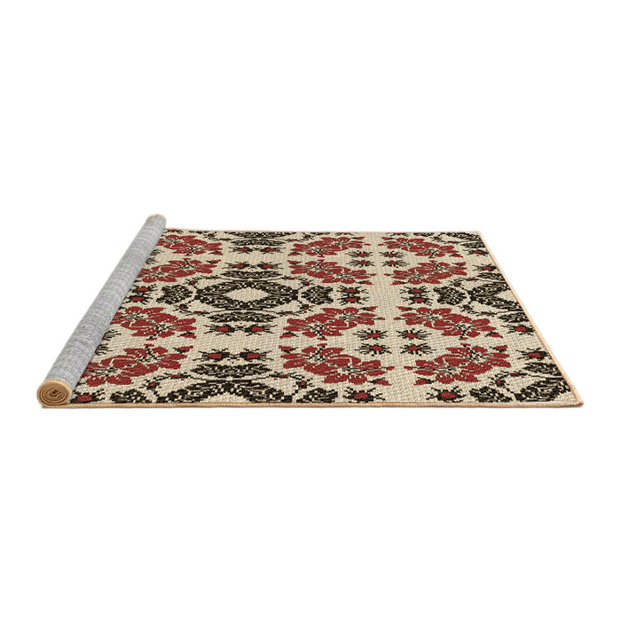 Sideview of Machine Washable Transitional Red Brown Rug, wshpat2145brn