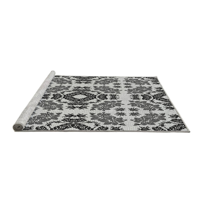 Sideview of Machine Washable Transitional Black Rug, wshpat2145gry