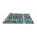 Sideview of Machine Washable Transitional Black Rug, wshpat2145lblu