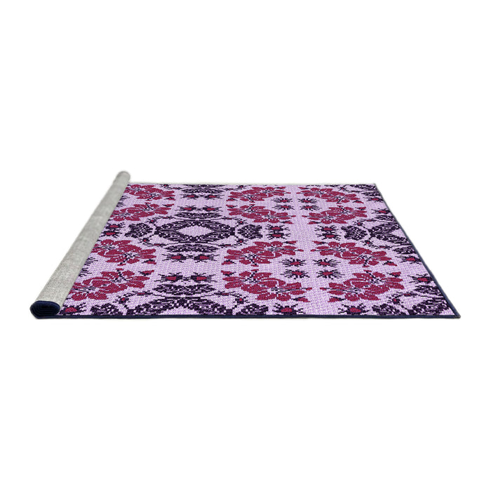 Sideview of Machine Washable Transitional Blossom Pink Rug, wshpat2145pur