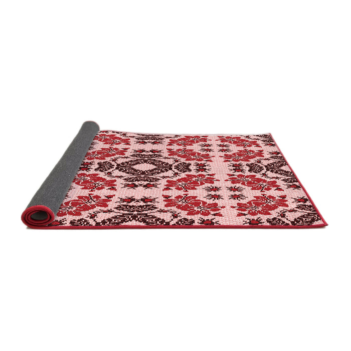 Thickness of Patterned Deep Rose Pink Rug, pat2145rd