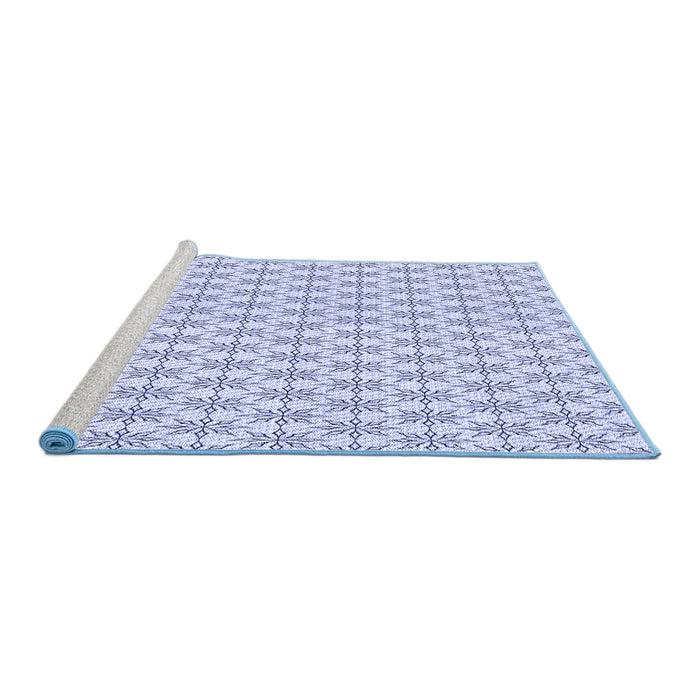Sideview of Machine Washable Transitional Lavender Blue Rug, wshpat2146blu