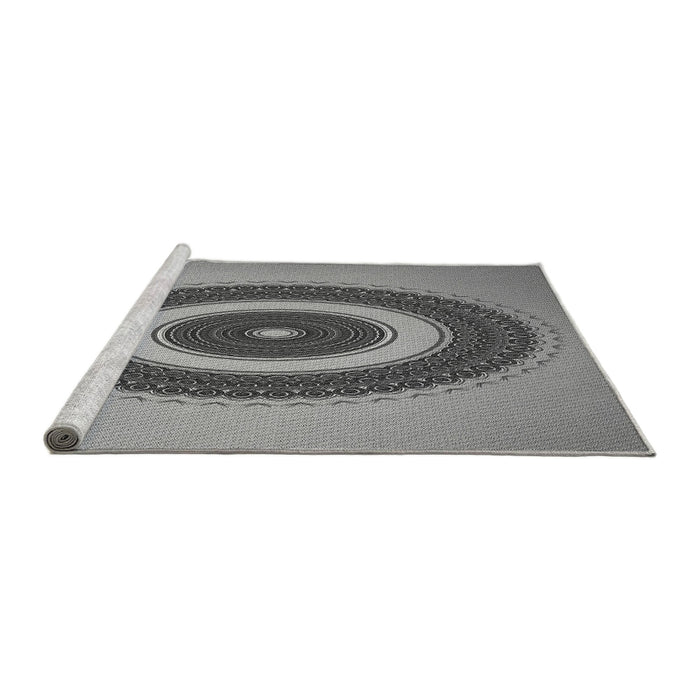 Sideview of Machine Washable Transitional Grey Gray Rug, wshpat2147gry