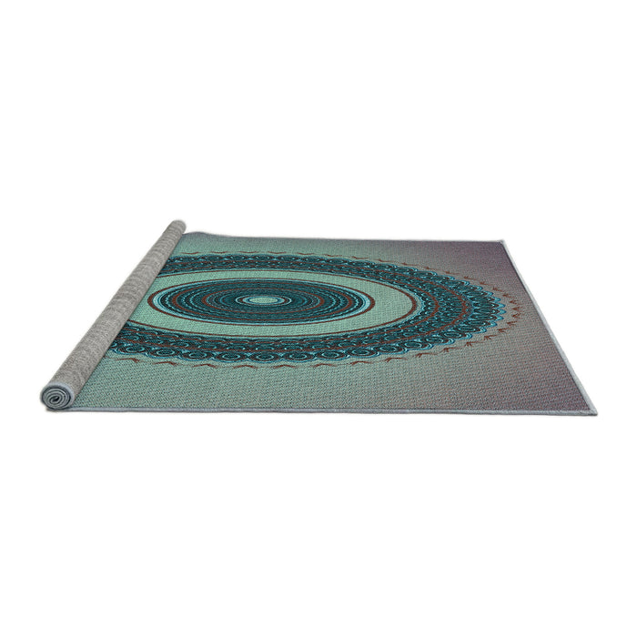 Sideview of Machine Washable Transitional Northern Lights Blue Rug, wshpat2147lblu